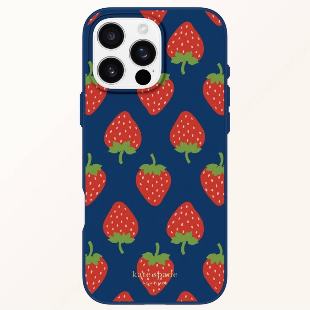 Kate Spade- Strawberry iPhone 16 Protective Case- Magnets Work With MagSafe